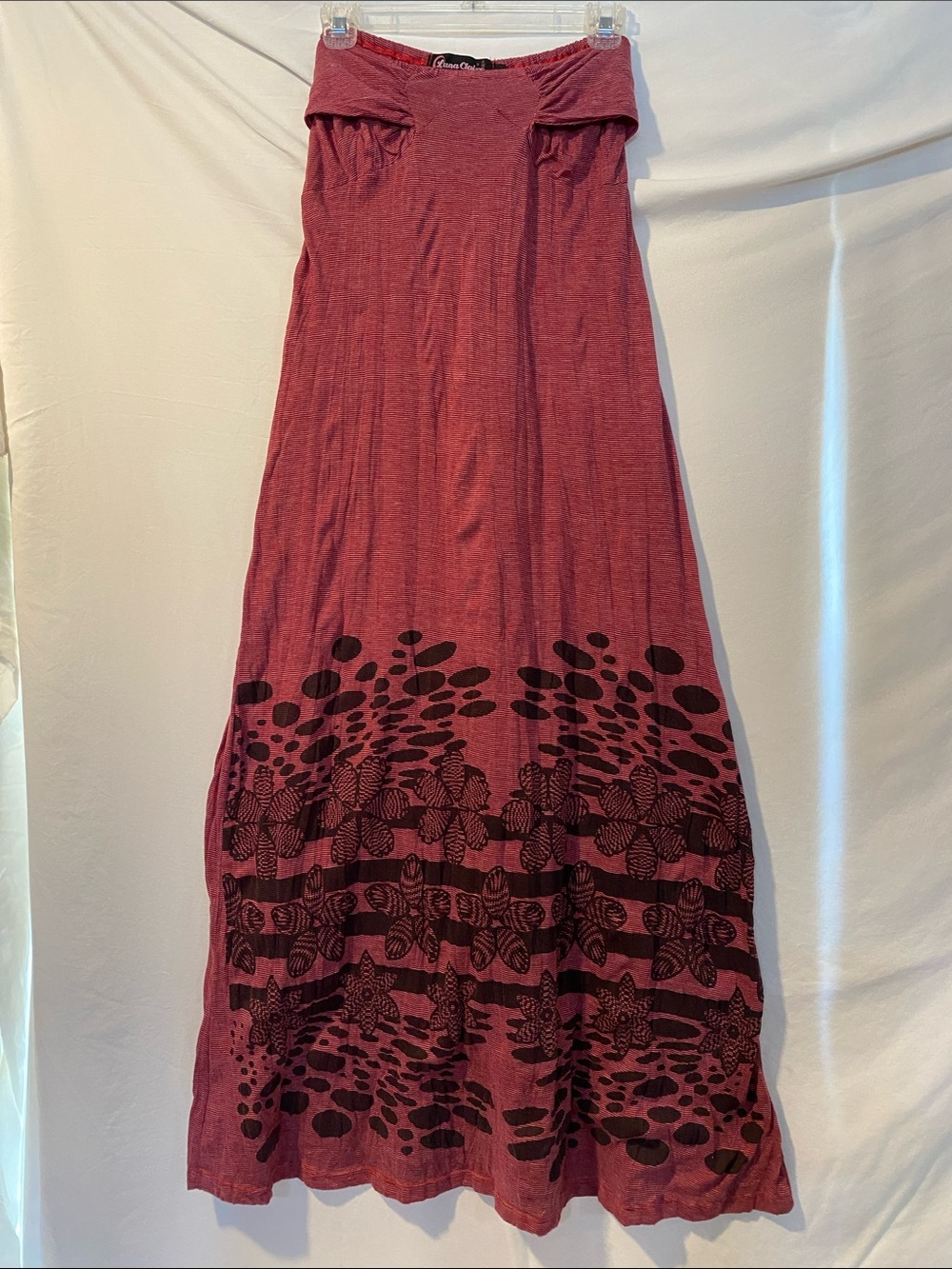 Luna Claire Rose Maxi Skirt with Black Floral Border